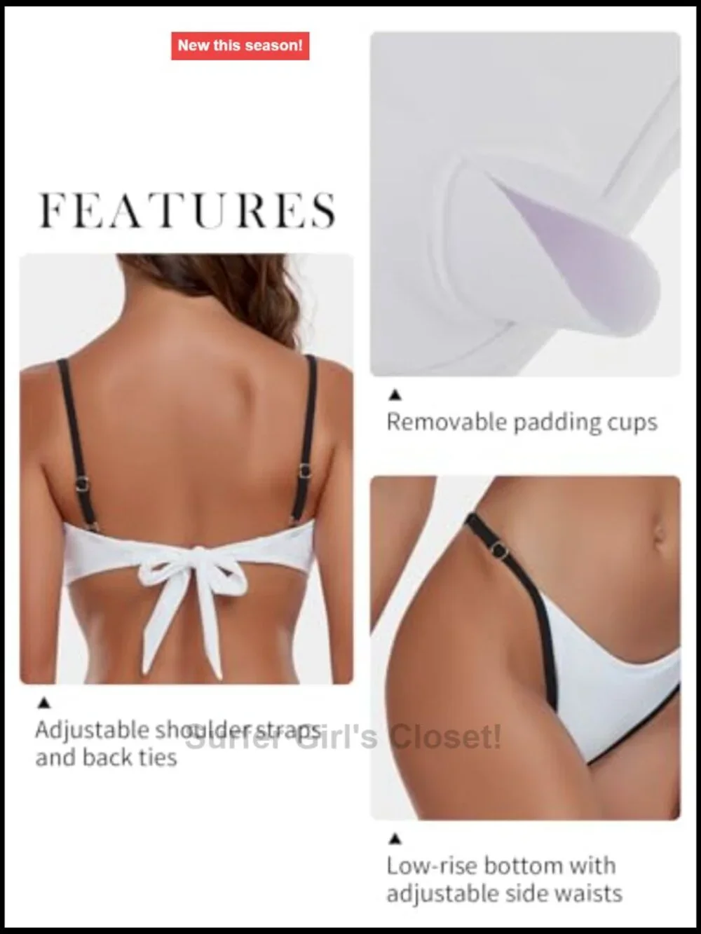 Bandeau Bikini Set High Cut Cheeky Two Piece Swimsuit Removable Padded